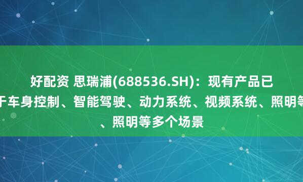 好配资 思瑞浦(688536.SH)：现有产品已广泛应用于车身控制、智能驾驶、动力系统、视频系统、照明等多个场景